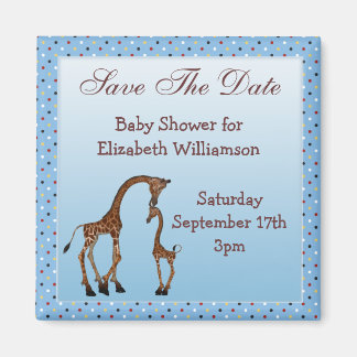 Mamma & Baby Giraffe Blue Spara datum Babykläder Magnet