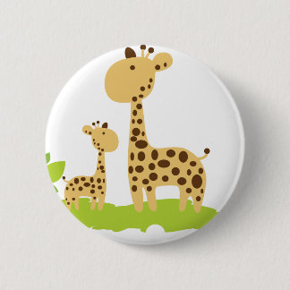 Mamma & Baby Giraffe Grönt & Gult Knapp
