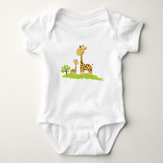 Mamma & Baby Giraffe Grönt & Gult T Shirt