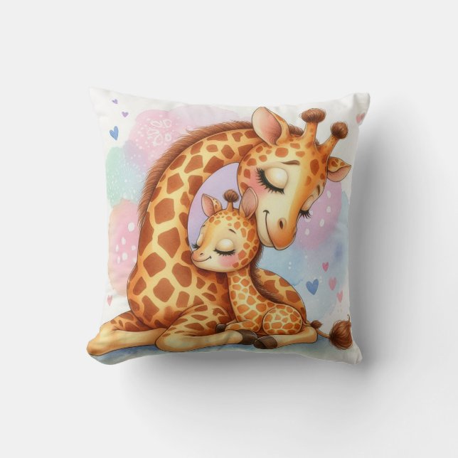 Mamma & Baby Giraffe Kudde (Framsida)