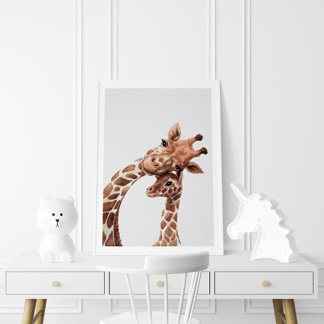 Mamma & Baby Giraffe, vattenfärg Poster (Skapare uppladdad)