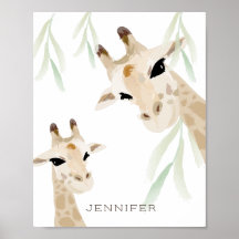 Mamma & Baby Giraffe Watercolor Nursery Art