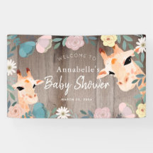 Mamma & Baby Giraffe Wood Blommigt Baby Shower Väl