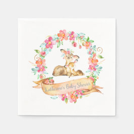 Mamma Baby Hjort Woodland Blommigt Wandeand Vår Sh Pappersservett