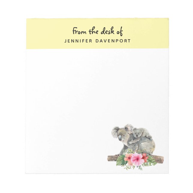 Mamma & Baby Koala Bears Cute Watercolor Anteckningsblock (Framsida)