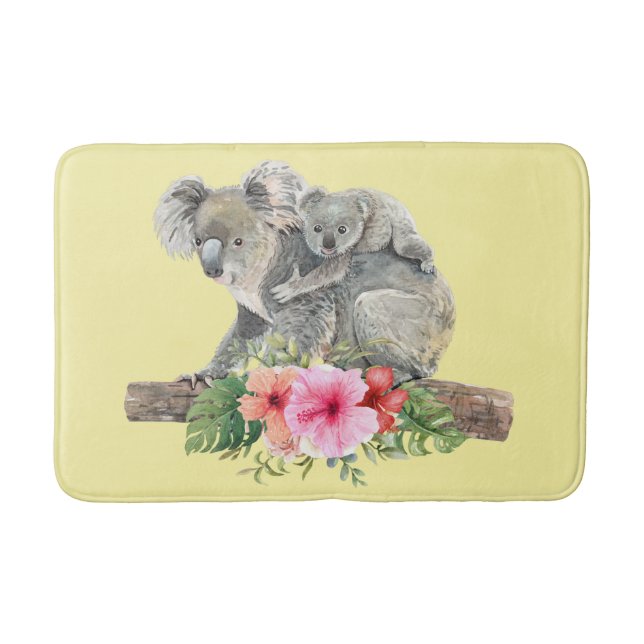 Mamma & Baby Koala Bears Cute Watercolor Badrumsmatta (Framsidan)