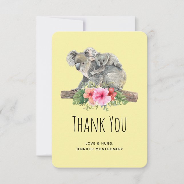 Mamma & Baby Koala Bears Cute Watercolor Tack (Framsida)