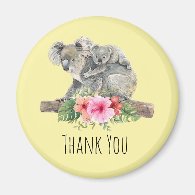 Mamma & Baby Koala Bears Cute Watercolor Tack Magnet (Framsidan)