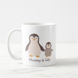 Mamma & Baby Penguin - Anpassade Cute-namn Kaffemugg