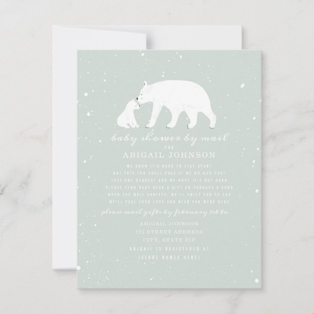 Mamma + Baby Polar Bear Boy Shower by Mail Inbjudningar (Framsida)