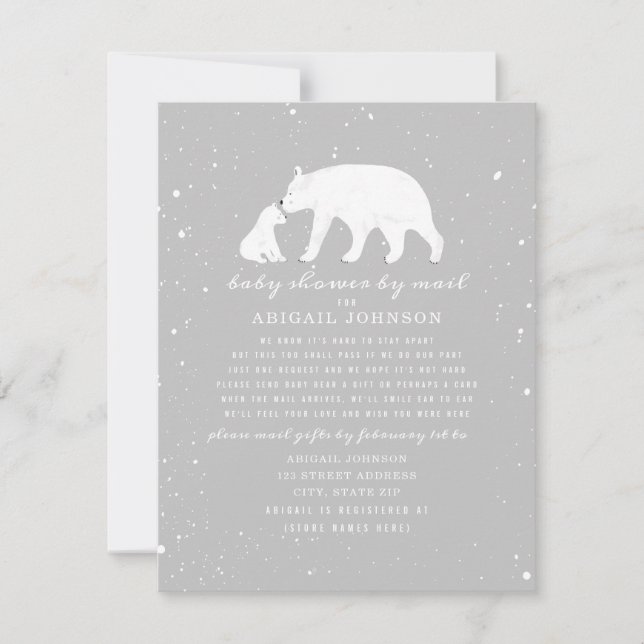 Mamma + Baby Polar Bear Neutralt Baby Shower by Ma Inbjudningar (Framsida)