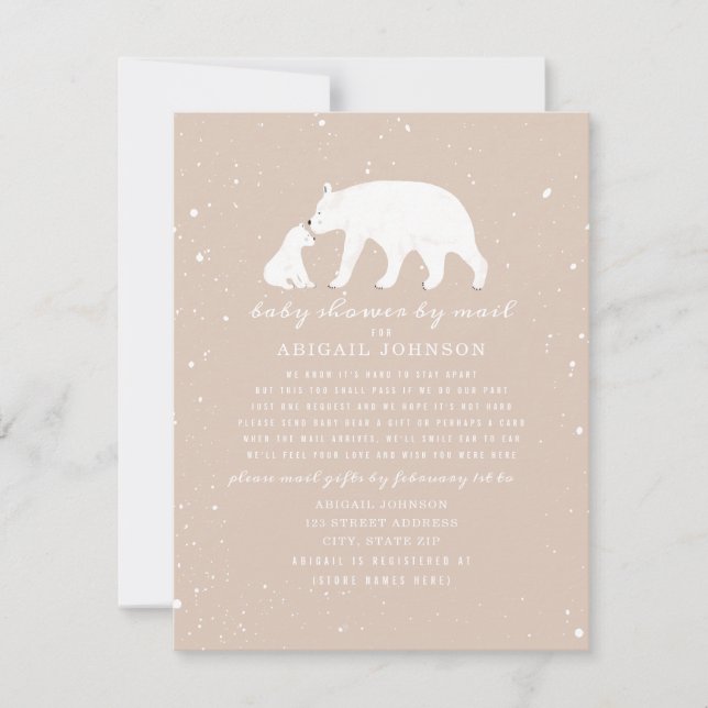 Mamma + Baby Polar Bear Rosa Baby Shower by Mail Inbjudningar (Framsida)