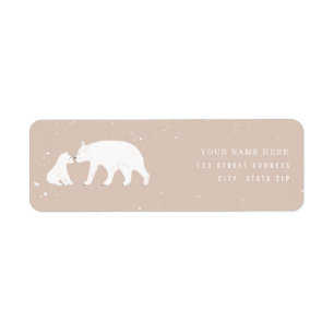 Mamma Baby Polar Bear Rosa Baby Shower Returadress Etikett