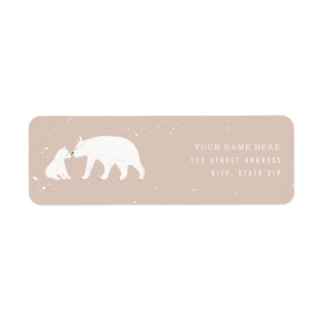 Mamma Baby Polar Bear Rosa Baby Shower Returadress Etikett (Framsidan)