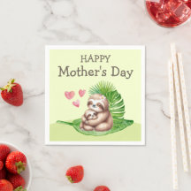 Mamma & Baby Sloth Anpassade Napkins