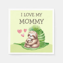 Mamma & Baby Sloth Anpassade Napkins