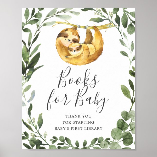 Mamma Baby Sloth Baby Shower Bokar för Baby-tecken Poster (Framsidan)