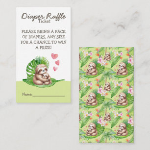 Mamma & Baby Sloth - Diaper Raffle Baby Shower Car Tilläggskort