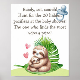 Mamma & Baby Sloth Nappar Hunt Baby Shower Poster