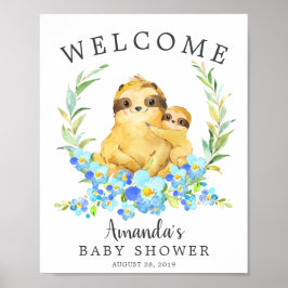 Mamma & Baby Sloth Welcome Baby Shower Poster