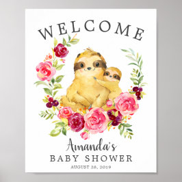 Mamma & Baby Sloth Welcome Baby Shower Poster