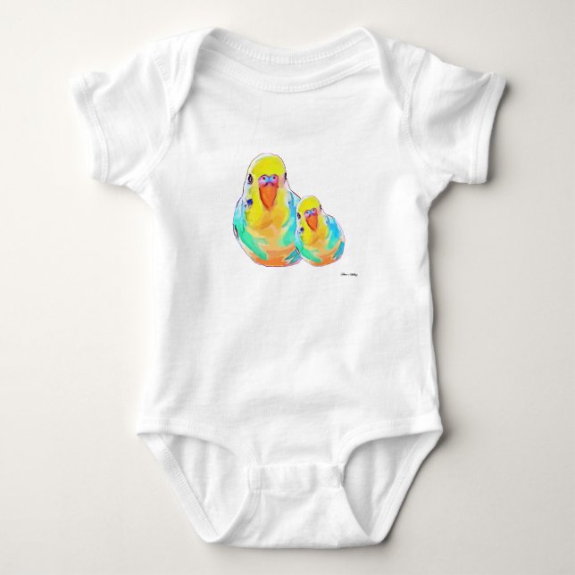 Mamma & baby Söt Budgerigar parakit (söt) T Shirt (Framsida)