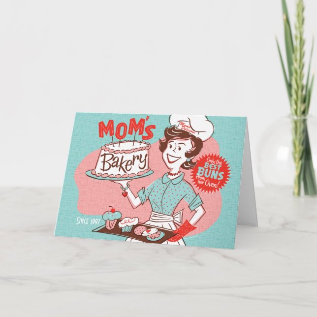 Mamma Bakery Retro Mors dag Card Kort (Framsida)