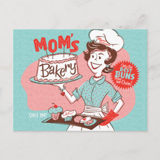 Mamma Bakery Retro Mors dag Postcard Vykort