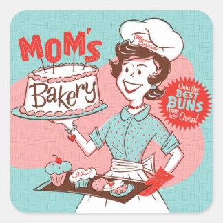 Mamma Bakery Retro Sticker - Square Fyrkantigt Klistermärke