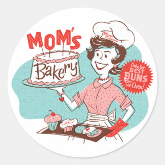 Mamma Bakery Retro Stickers — Round Runt Klistermärke