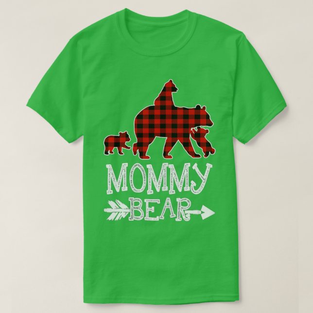 Mamma Bär tre Unge Röda pset Mamma Julpj T Shirt (Design framsida)