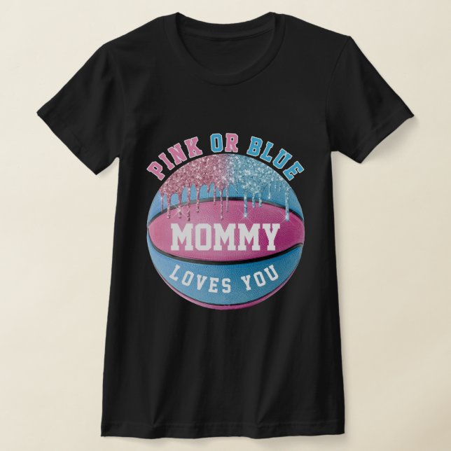Mamma Basketball Gender Reveal T-Shirt (Laydown)