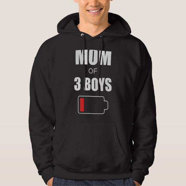 Mamma Battery Motheru2019s Day Mamma of 3 Boys Hoodie (Framsida)
