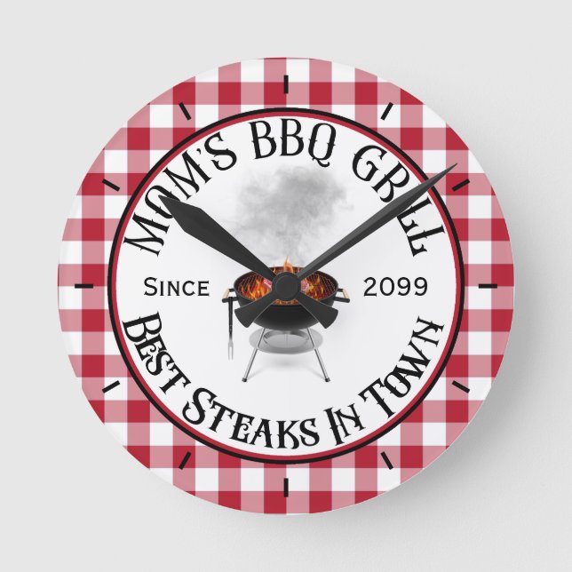Mamma BBQ Grill Best Steaks i eget land Rund Klocka (Framsida)