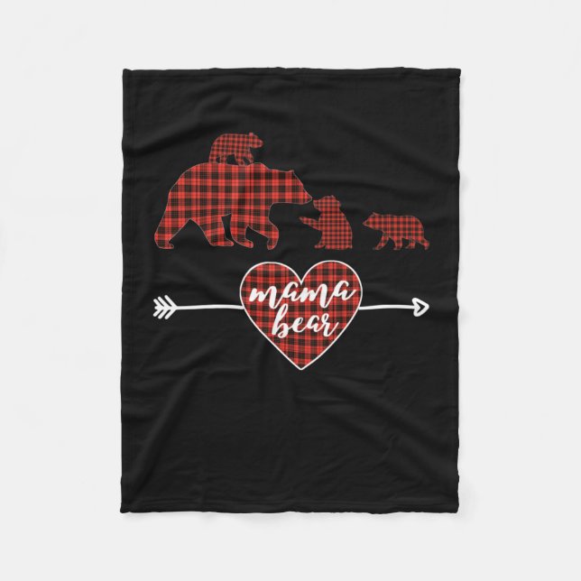 Mamma Bear 3 Unge röd jul mamma Fleecefilt (Framsidan)