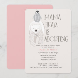 Mamma Bear Adoption Rosa Girl Baby Shower Inbjudningar