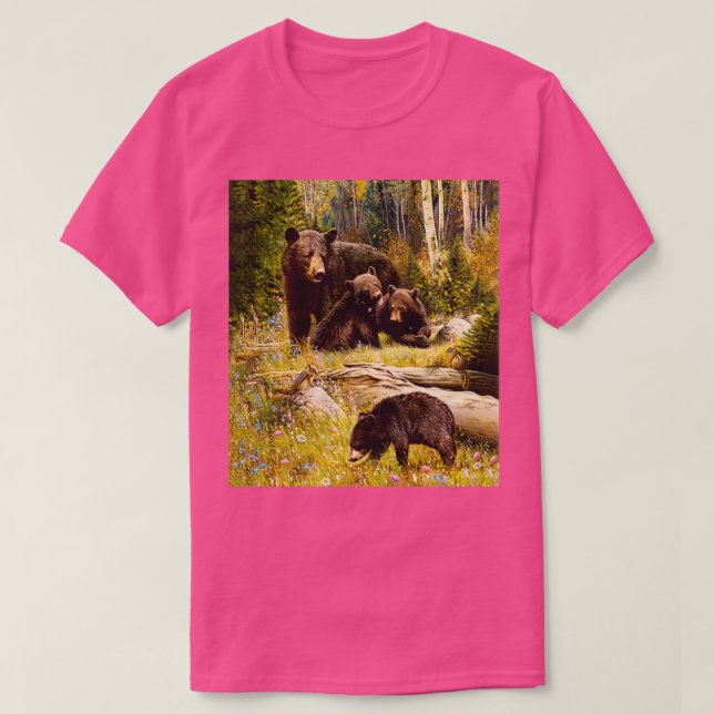 Mamma Bear and Spädbarn Black Bear Family 1 T Shirt (Design framsida)