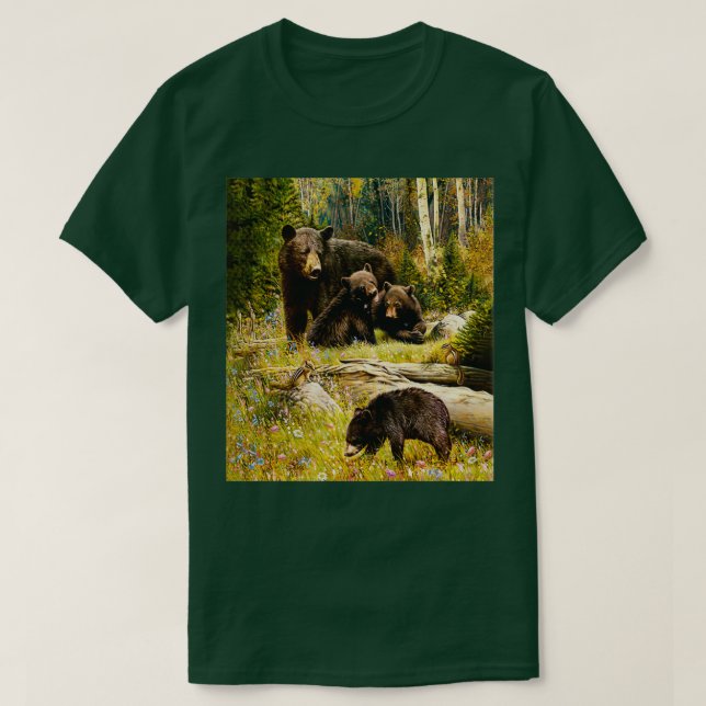 Mamma Bear and Spädbarn Black Bear Family T Shirt (Design framsida)