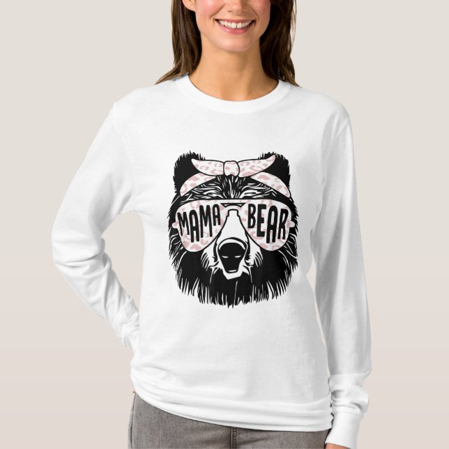 Mamma Bear Ansikte Sunglass Mor Mamma Mamma Mor T Shirt (Framsida)