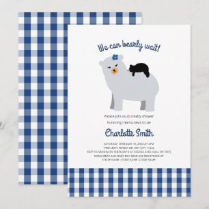 Mamma Bear Baby Bear-babyduschinbjudan för barn Inbjudningar