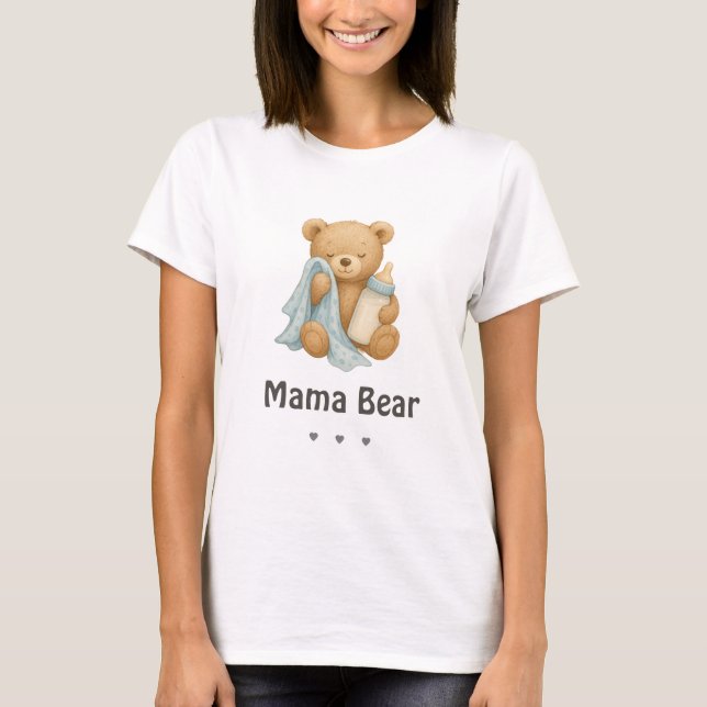 Mamma Bear Baby Shower T-Shirt (Framsida)