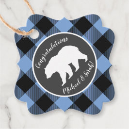 Mamma Bear Baby Shower Woodland Lodge Boy Blue Gåvor Etiketter