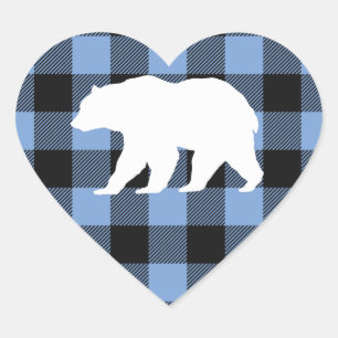Mamma Bear Baby Shower Woodland Lodge Boy Blue Hjärtformat Klistermärke
