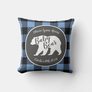 Mamma Bear Baby Shower Woodland Lodge Boy Blue Kudde