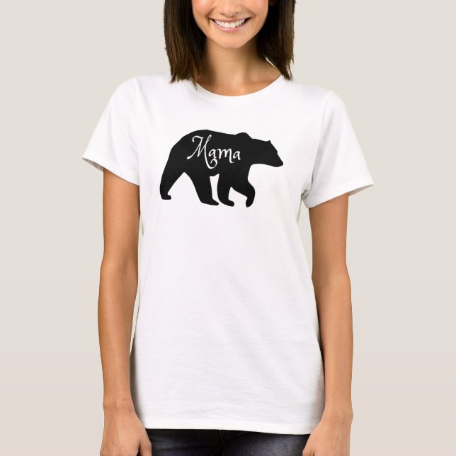Mamma Bear Black and White T Shirt (Framsida)