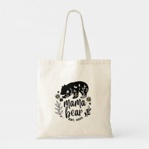 Mamma Bear Blommigt Black and White Typography Gif Tygkasse