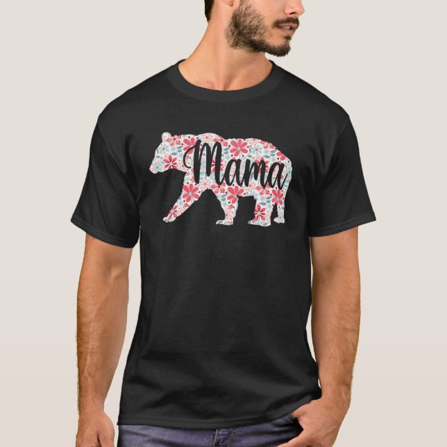 Mamma Bear Blommigt Flower Family Cute Mor s D. T Shirt (Framsida)