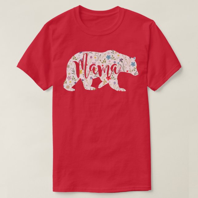 Mamma Bear Blommönster Roligt Mamma Mor Gift Premi T Shirt (Design framsida)