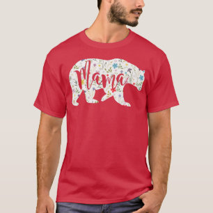 Mamma Bear Blommönster Roligt Mamma Mor Gift Premi T Shirt