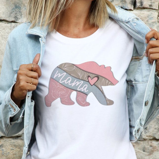 Mamma Bear Boho Blommigt Mors dag Illustration T Shirt (Skapare uppladdad)